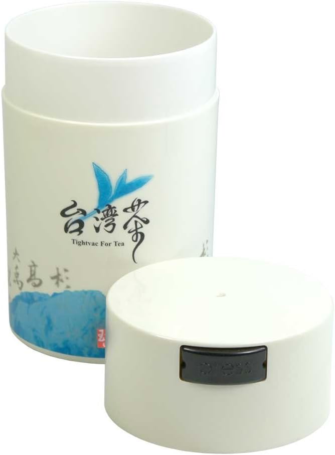 Teavac 6-Ounce Vacuum Sealed Tea Storage Container, White Cap and Body/Blue Tea Sign