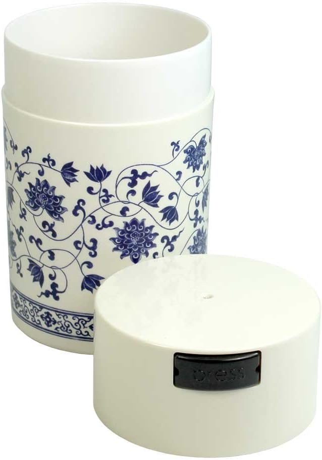 Tightpac America, Inc. Teavac 6-Ounce Vacuum Sealed Tea Storage Container, White Floral Design