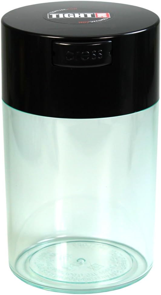 Tightvac 1 oz to 6 ounce - Patented Airtight Container | Multi-use Vacuum Container Works as Smell Proof Containers for Herbs and Dry Goods. Black Cap and Clear Body