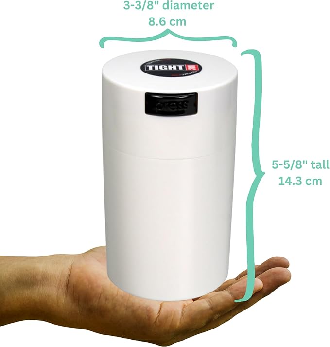 Tightvac 1 oz to 6 ounce - Patented Airtight Container | Multi-use Vacuum Container Works as Smell Proof Containers for Herbs and Dry Goods. White