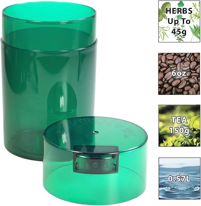Tightvac - 1 to 6 oz Vacuum Sealed Storage Container, Green Tint