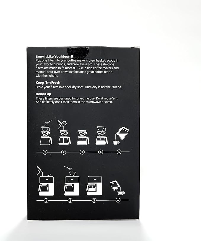 #4 Cone Coffee Filters – Unbleached Natural Paper Filters for 8–12 Cup Drip Machines & Pour Overs – Fits most coffee makers- 100 Count