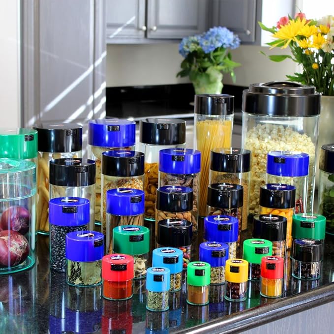 Tightpac America, Inc. Teavac 6-Ounce Vacuum Sealed Tea Storage Container, White Floral Design