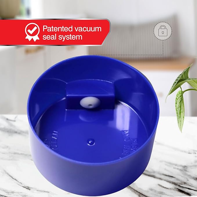 Tightvac - 1 oz to 6 ounce Vacuum Sealed Storage Container - Dark Blue Cap & Clear Body