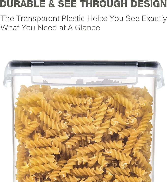 Medium Food Storage Containers with Lids Airtight 3.6L /121.7Oz, for Flour, Sugar, Baking Supply, 3PCS BPA Free Plastic Canisters for Kitchen Pantry Organization