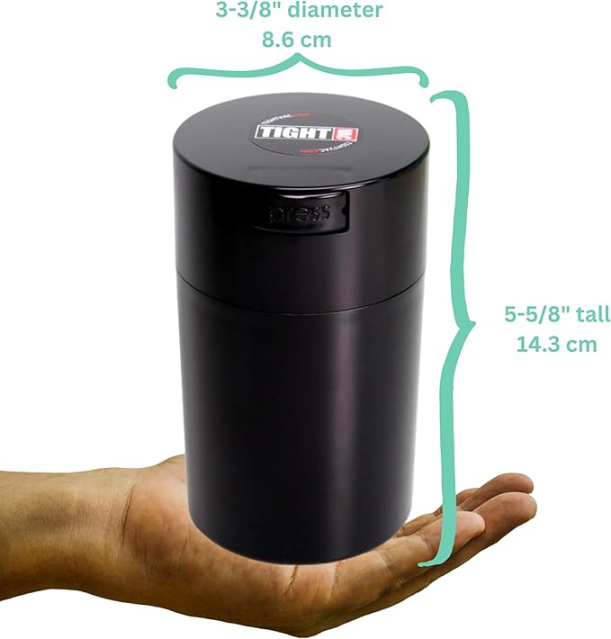 Tightvac 1 oz to 6 ounce - Patented Airtight Container | Multi-use Vacuum Container Works as Smell Proof Containers for Herbs and Dry Goods. Black
