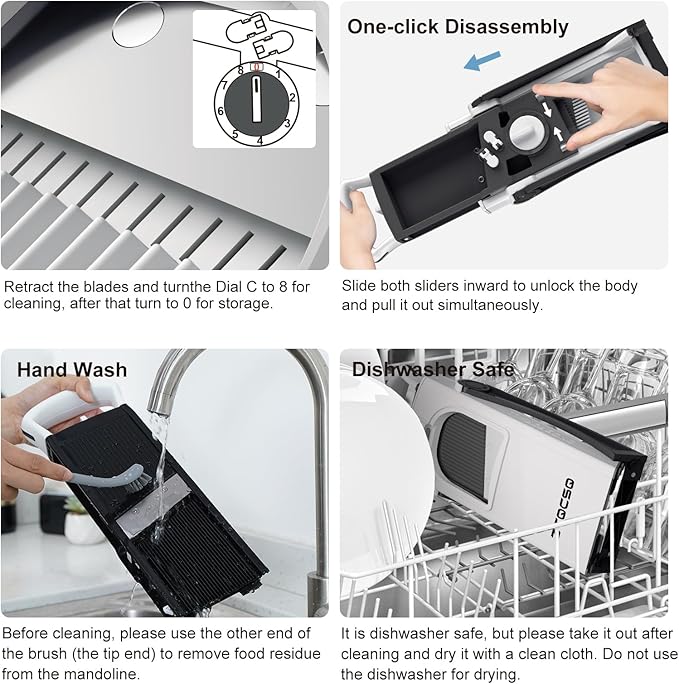 (All in 1) Upgraded Version Mandoline Slicer for Kitchen & Adjustable Mandolin. Detachable Blade, Kitchen Veggie Chopper Cut Slicing, Strips, Shredding, Dicing, Chop