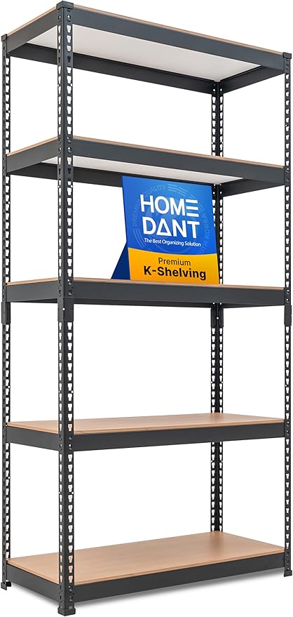 HOMEDANT 5 Tier Storage Shelves Adjustable Laminated Boltless Garage Metal Shelving Unit Heavy Duty Utility Rack Shelf Warehouse Pantry Closet Kitchen 35.9" W x 16.2" D x 71.3" H 1Pack