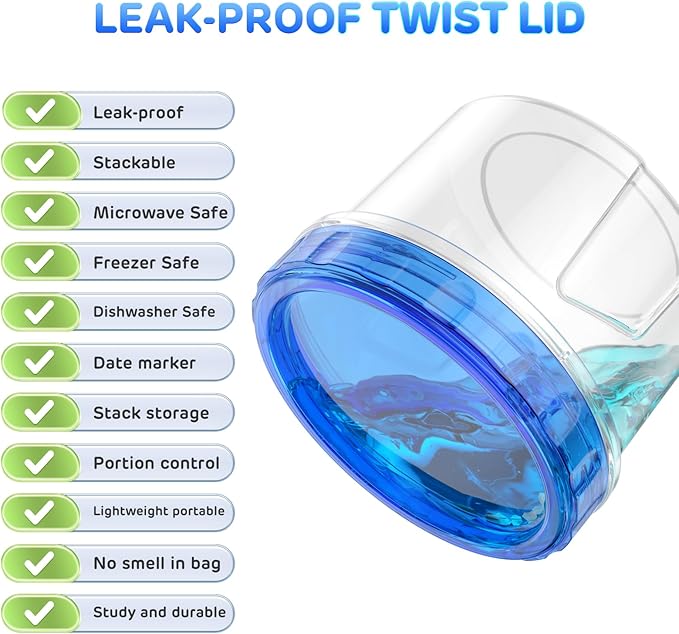 Freezer Storage Containers, [12 Pack-16 Oz] Airtight Plastic Food Storage Containers with Twist Top Lids, Soup, Meal Prep Containers | BPA Free | Stackable | Leakproof