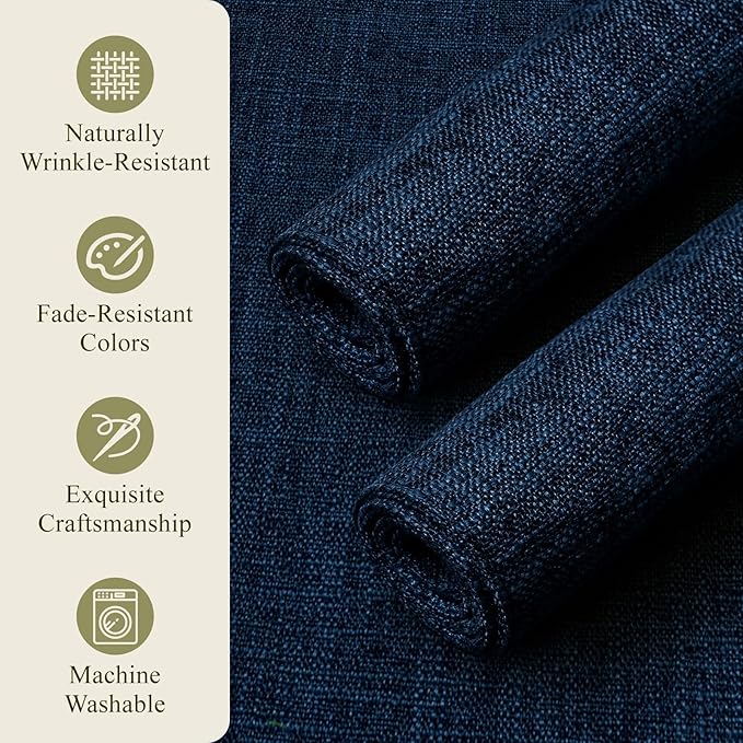 KXN Placemats Set of 6, Dual-Layer Thickened Faux Linen Table Mats, Heat Resistant & Wrinkle-Free, Machine Washable Cloth Place Mats for Kitchen Dining Indoor Outdoor (Navy Blue)