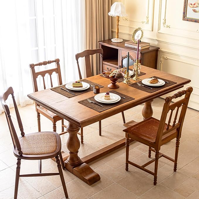 KXN Placemats Set of 4, Dual-Layer Thickened Faux Linen Table Mats, Heat Resistant & Wrinkle-Free, Machine Washable Cloth Place Mats for Kitchen Dining Indoor Outdoor (Brown)