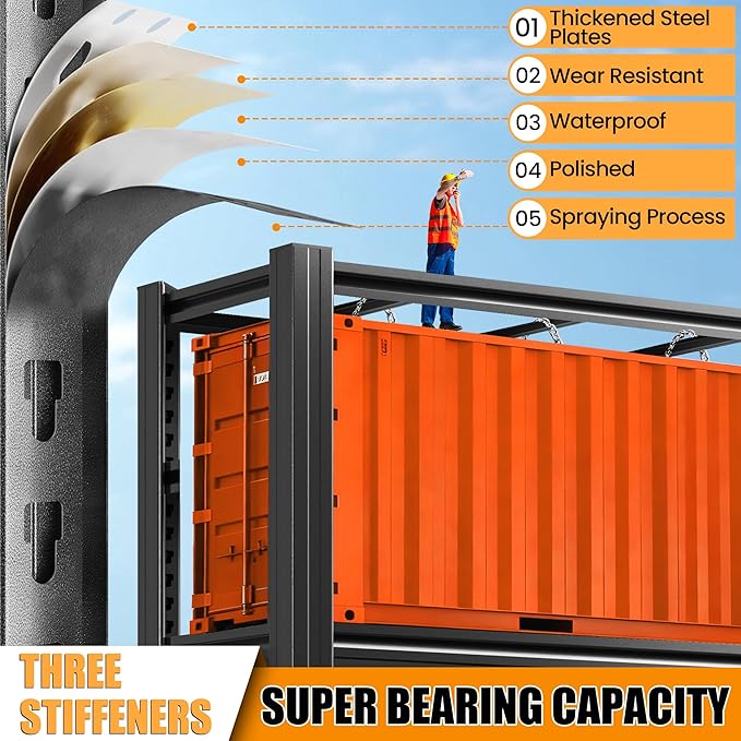 72" H Garage Shelving, Heavy Duty Storage Shelves, Garage Storage Shelves, Adjustable 5 Tier Metal Shelving Unit, Utility Shelves for Warehouse Backyard, 72" H×36" W×16" D