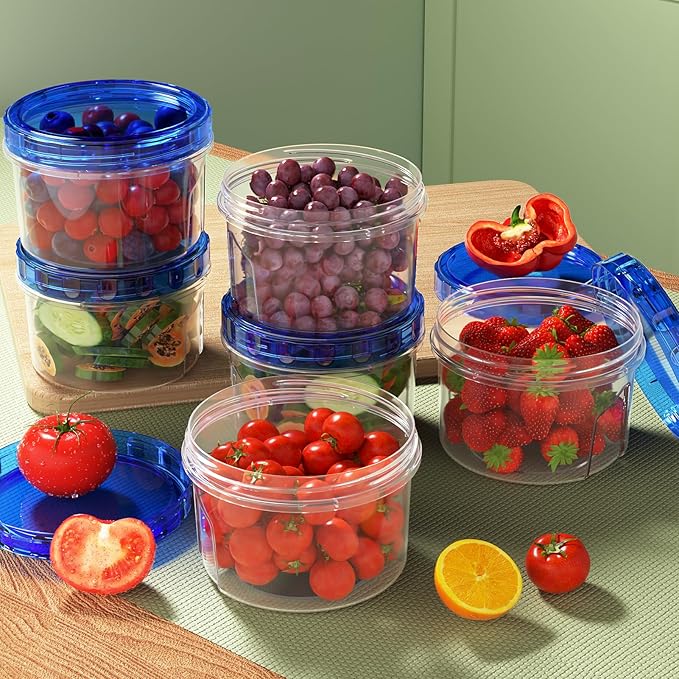 Freezer Storage Containers, [12 Pack-16 Oz] Airtight Plastic Food Storage Containers with Twist Top Lids, Soup, Meal Prep Containers | BPA Free | Stackable | Leakproof